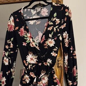 Love Squared Black Floral Long Sleeve Dress